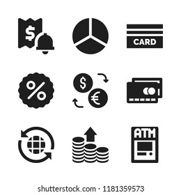 banking icon. 9 banking vector icons set. pie chart, coins and atm icons for web and design about banking theme