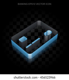 Banking icon: Blue 3d Credit Card made of paper tape on black background, transparent shadow, EPS 10 vector illustration.