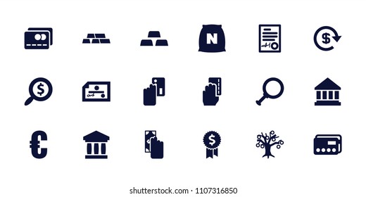 Banking icon. collection of 18 banking filled icons such as euro, credit card, cash payment, credit card payment, signed document. editable banking icons for web and mobile.
