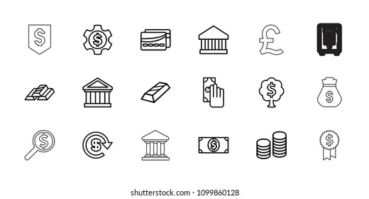 Banking icon. collection of 18 banking outline icons such as cash payment, bank, gold, card, coin, dollar, money dollar, money tree. editable banking icons for web and mobile.