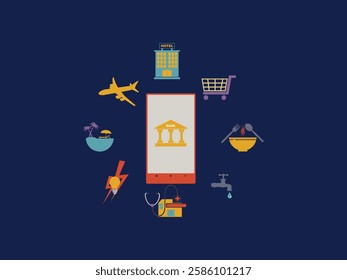 Banking icon collection. banking transaction convenience icon Finance icons in simple design