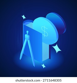 Icono de la banca. La brújula, el libro y el signo del dólar simbolizan la ayuda financiera para el crecimiento académico, la Asistencia de la matrícula y las soluciones bancarias inteligentes adaptadas a los estudiantes y los objetivos de aprendizaje permanente.