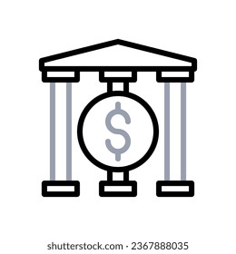 Icono de la banca, elemento vectorial de ilustración de color negro duocolor y símbolo perfecto.