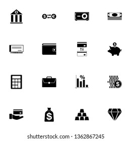 Banking icon - Expand to any size - Change to any colour. Perfect Flat Vector Contains such Icons as gold bars, silver, piggy bank, moneybox, diamond, currency exchange, purse, calculator, cash check