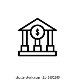 Banking Icon. Line Art Style Design Isolated On White Background