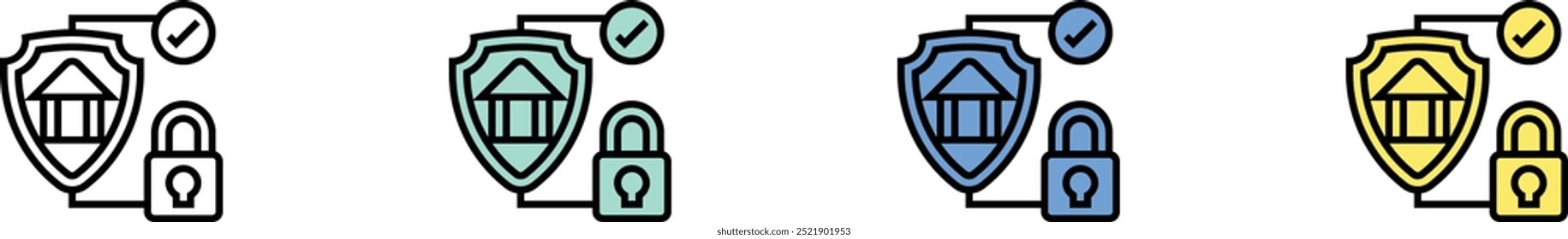 banking icon. Outline, Green, Blue and Yellow Style Design Isolated On White Background