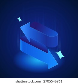 Banking icon Payments and transfers. Two directional arrows form a loop, financial exchange, account transfers, and payment flows. Ideal for banking apps and secure transaction services