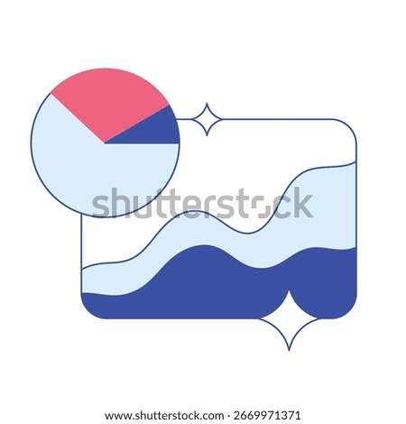 Banking icon. Pie chart and line graph symbolize financial planning, market forecasting, and diversified portfolio management. Perfect for banking apps, investment dashboards, and fintech platforms