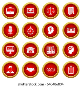 Banking icon red circle set isolated on white background