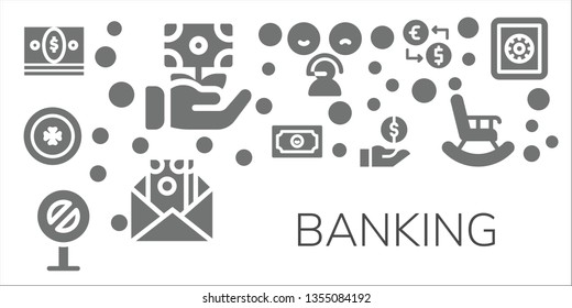 banking icon set. 11 filled banking icons.  Simple modern icons about  - Money, Coin, Sign, Rate, Money exchange, Retirement, Safe box