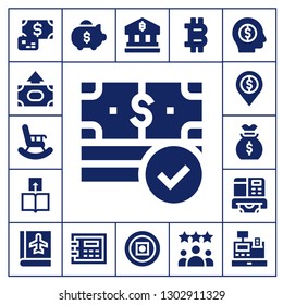  banking icon set. 17 filled banking icons.  Simple modern icons about  - Payment, Money, Retirement, Transfer, Bank, Money bag, Atm, Passbook, Piggy bank, Safebox, Bitcoin, Rating