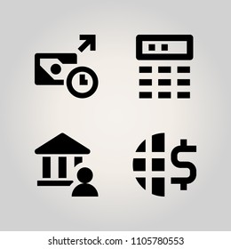 Banking icon set. annual, calendar, pile and account illustration vector icons for web and design