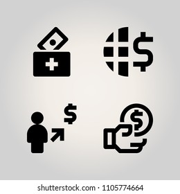 Banking icon set. bill, lifestyle, euro and charity illustration vector icons for web and design
