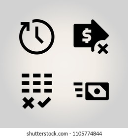 Banking icon set. coin, month, number and meeting illustration vector icons for web and design