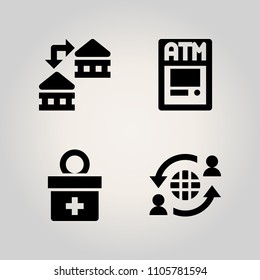 Banking icon set. customer, computer, closeup and give illustration vector icons for web and design