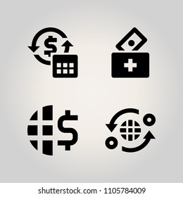 Banking icon set. set, debit, phone and savings illustration vector icons for web and design