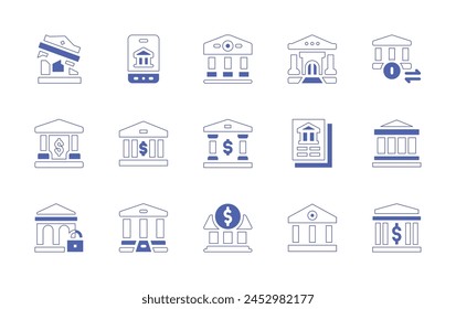 Banking icon set. Duotone style line stroke and bold. Vector illustration. Containing bank, bank transfer, online banking, banking, files.