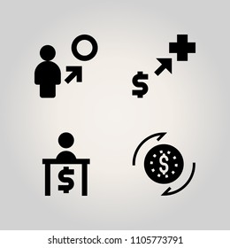 Banking icon set. euro, graph, save and pay illustration vector icons for web and design