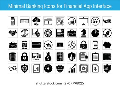 Banking icon set for financial app interface
