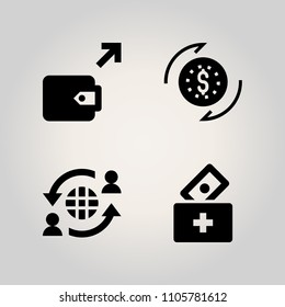 Banking Icon Set. Give, Aid, Purchase And Account Illustration Vector Icons For Web And Design