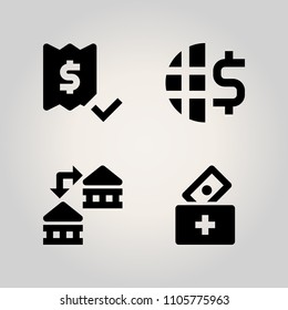 Banking icon set. human, invoice, bank and medical illustration vector icons for web and design
