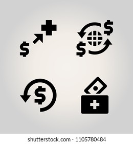 Banking icon set. internet, bitcoin, paper and assistance illustration vector icons for web and design