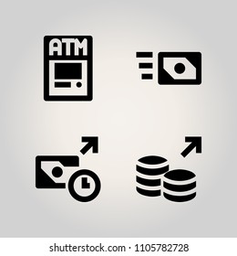 Banking icon set. laptop, data, paper and purchase illustration vector icons for web and design
