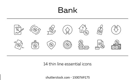 Banking icon set. Line icons collection on white background. Money, coin, cash. Finances concept. Can be used for topics like discount, payment, sale