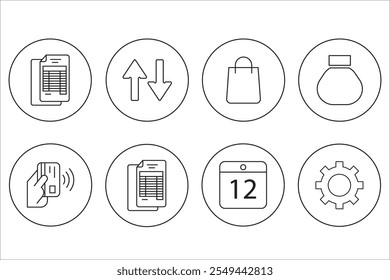 Banking icon set in line style