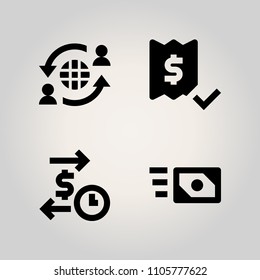 Banking icon set. mobile, stack, euro and document illustration vector icons for web and design
