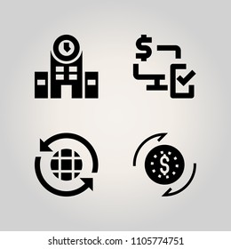 Banking icon set. office, stock market, phone and network illustration vector icons for web and design