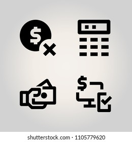 Banking icon set. purchase, cashier, calendar and sign illustration vector icons for web and design