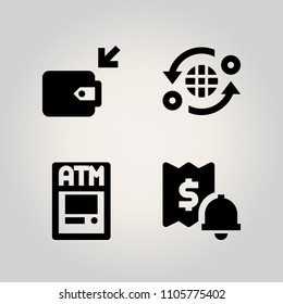 Banking icon set. standing, budget, monitor and letter illustration vector icons for web and design