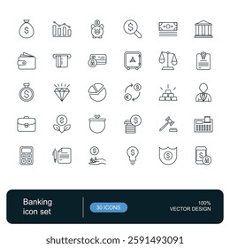 Banking icon set. Vector icon