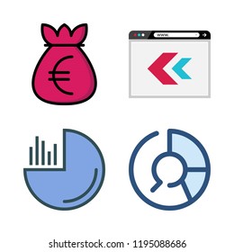 banking icon set. vector set about pie chart, browser and money bag icons set.