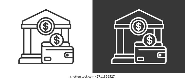 Conjunto De Iconos Bancarios Colección De Vector Aislada En Blanco Y Negro