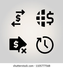 Banking icon set. watch, reminder, stack and classic illustration vector icons for web and design