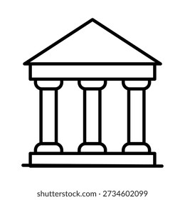 Banking icon symbol. Editable stroke outline judiciary building symbol