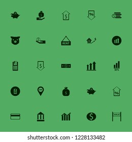 banking icon. banking vector icons set real estate prices growth, sold house, piggy face and money cash