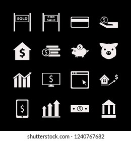banking icon. banking vector icons set growing graph, bank, sale sign and credit card