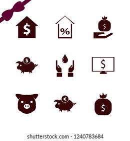banking icon. banking vector icons set money bag, piggy face, dollar symbol computer and house rent