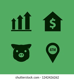 banking icon. banking vector icons set house rent, atm location, growing graph and piggy face