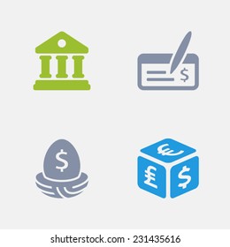 Banking Icons. Granite Series. Simple glyph style icons in 4 versions. 