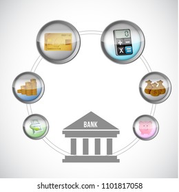 banking icons Illustration. Vector Illustration. isolated over a white background