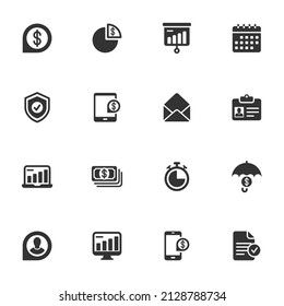 Banking icons. Modern set of icons. Premium quality flat icons collection. Simple monolithic pictogram package. Vector logo concept for web graphics. 