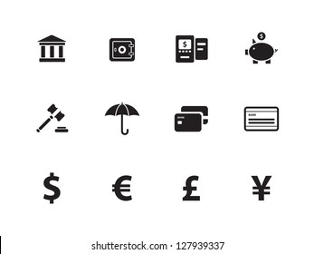 Banking icons on white background. Vector illustration.