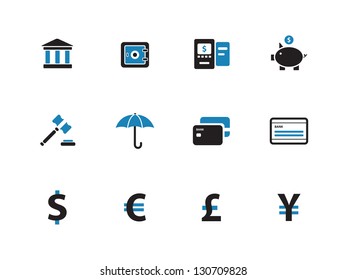 Banking icons on white background. Vector illustration.