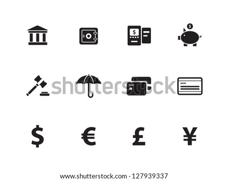 Banking icons on white background. Vector illustration.