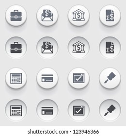 Banking icons on white buttons. Set 2.