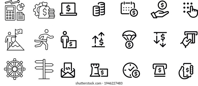 Banking icons outline  vector design 